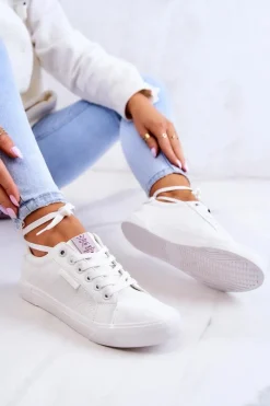 Trampki Damskie Cross Jeans|Trampki Damskie Niskie></noscript>Cross Jeans Damskie Skórzane Trampki JJ2R4043C Białe