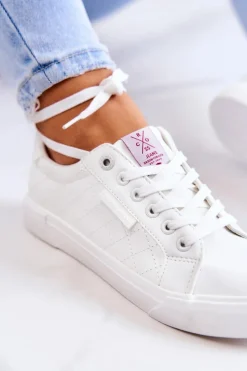 Trampki Damskie Cross Jeans|Trampki Damskie Niskie></noscript>Cross Jeans Damskie Skórzane Trampki JJ2R4043C Białe