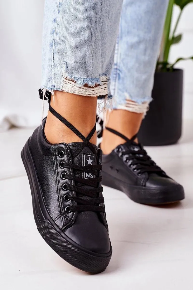 Best Damskie Skórzane Trampki Czarne Mega Damskie Trampki Damskie Niskie