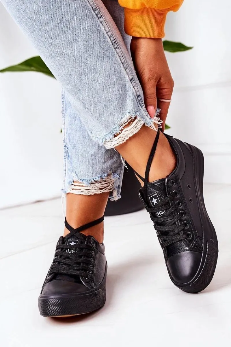 Best Damskie Skórzane Trampki Czarne Mega Damskie Trampki Damskie Niskie