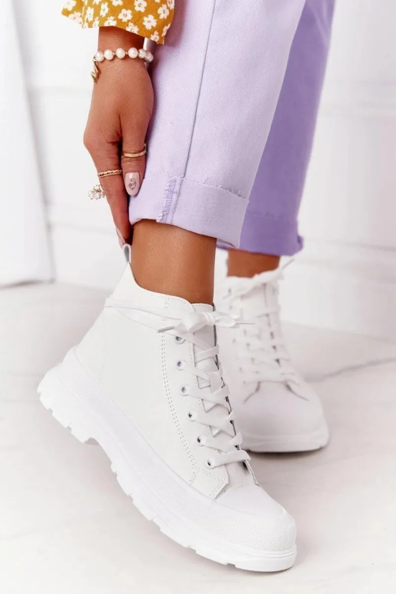 New Boto Damskie Skórzane Trampki Na Dużej Podeszwie Białe Trissy