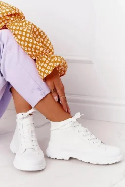 New Boto Damskie Skórzane Trampki Na Dużej Podeszwie Białe Trissy