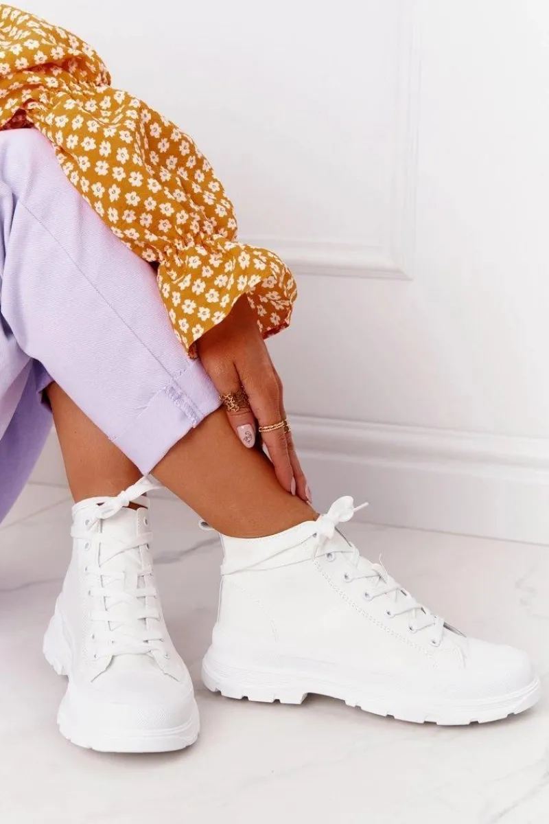 New Boto Damskie Skórzane Trampki Na Dużej Podeszwie Białe Trissy