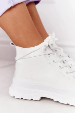 New Boto Damskie Skórzane Trampki Na Dużej Podeszwie Białe Trissy