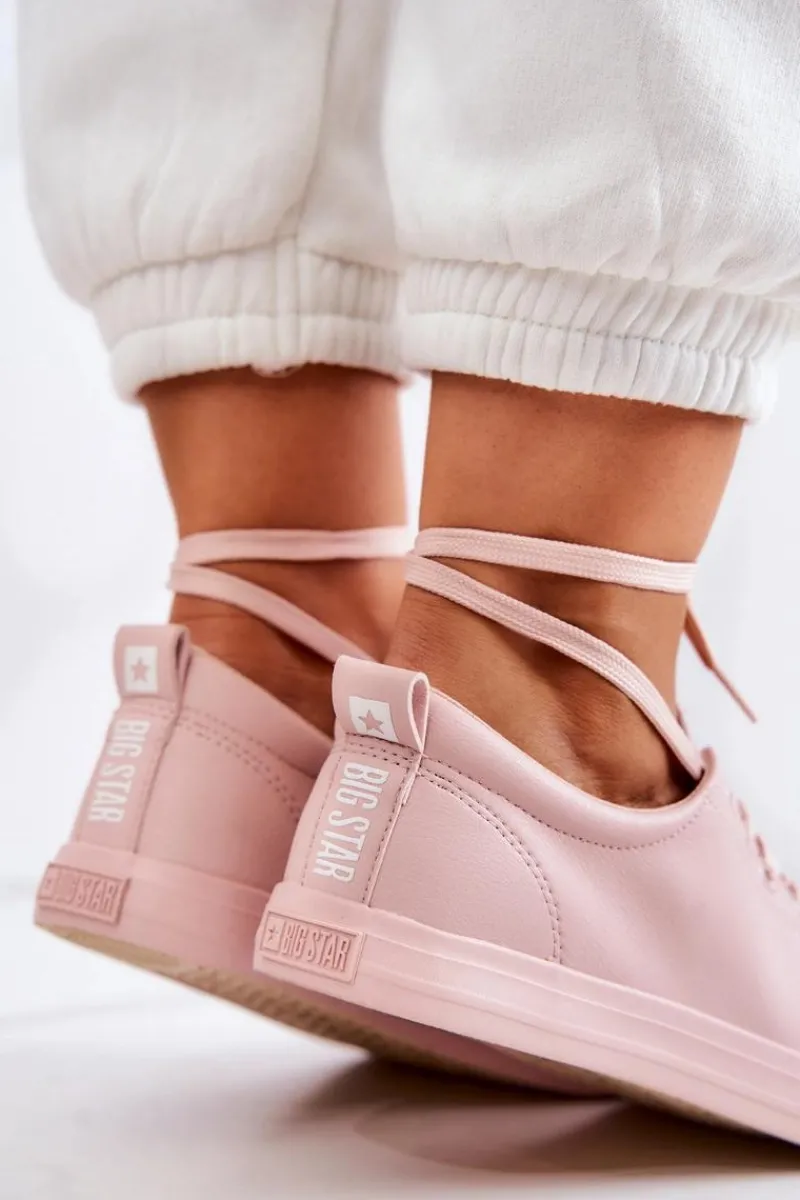 Trampki Damskie Big Star|Trampki Damskie Niskie>Big Star Shoes Damskie Skórzane Trampki Tenisówki Big Star JJ274071 Jasny Róż