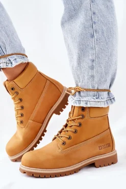 Sale Big Star Shoes Damskie Skórzane Trapery Big Star II274447 Camel