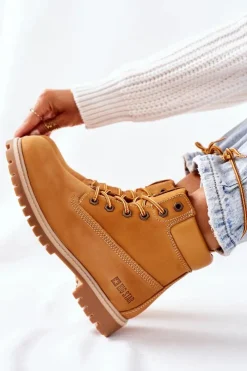 Sale Big Star Shoes Damskie Skórzane Trapery Big Star II274447 Camel