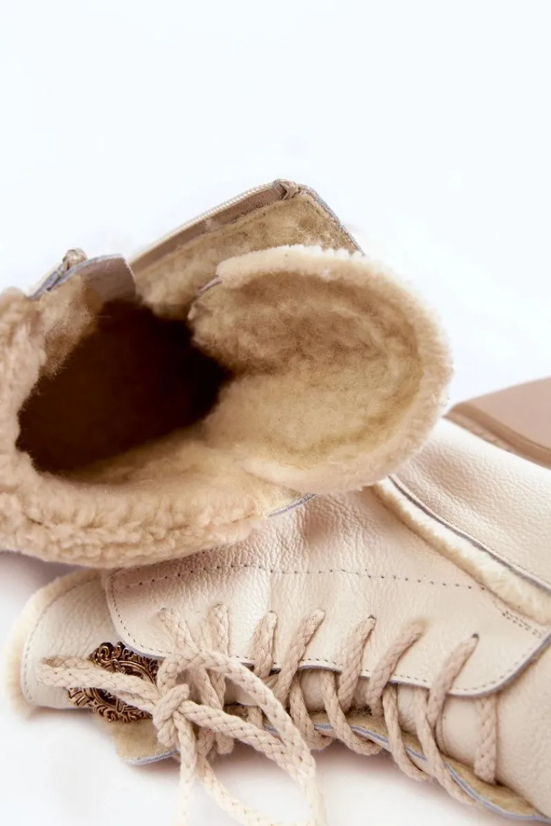 Discount Zazoo Damskie Skórzane Trapery Botki Jasnobeżowe Lemar Vergo