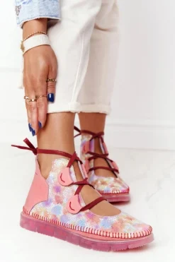 Półbuty Skórzane>Maciejka Damskie Skórzane Trzewiki Róż 04457-15