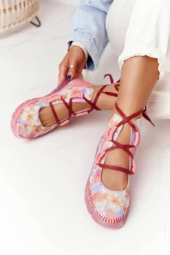 Półbuty Skórzane></noscript>Maciejka Damskie Skórzane Trzewiki Róż 04457-15