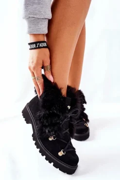 Botki Sznurowane|Czarne Botki><noscript><img width=