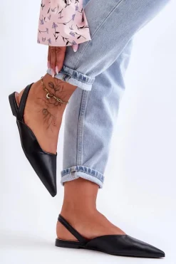 Damskie Skórzane Wsuwane Baleriny Czarne Germes Damskie Baleriny Skórzane|Baleriny Klasyczne