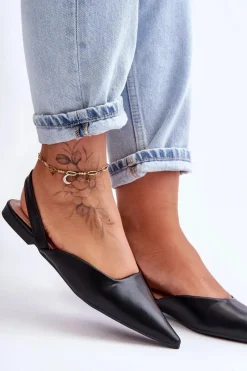 Damskie Skórzane Wsuwane Baleriny Czarne Germes Damskie Baleriny Skórzane|Baleriny Klasyczne