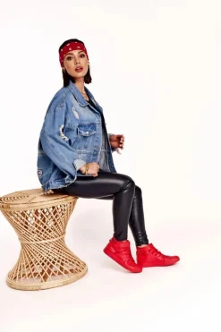 Trampki Damskie Big Star|Trampki Damskie Wysokie>Big Star Shoes Damskie Skórzane Wysokie Trampki BIG STAR V274529 Czerwone