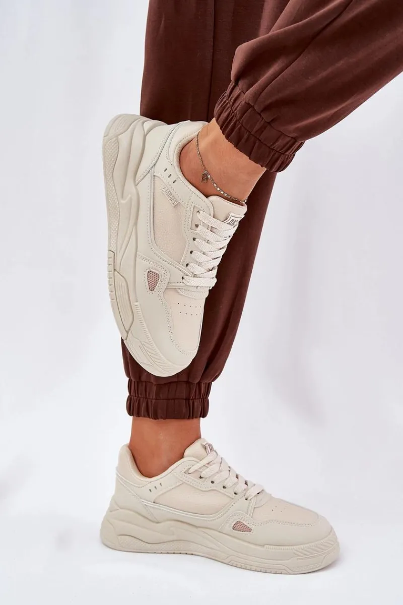 Clearance Damskie Sneakersy Big Star NN274668 Beżowe Damskie Buty Sportowe Big Star|Sneakersy Damskie
