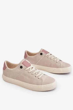 Damskie Sneakersy Big Star LL274399 Beżowe Damskie Buty Sportowe Big Star|Sneakersy Damskie