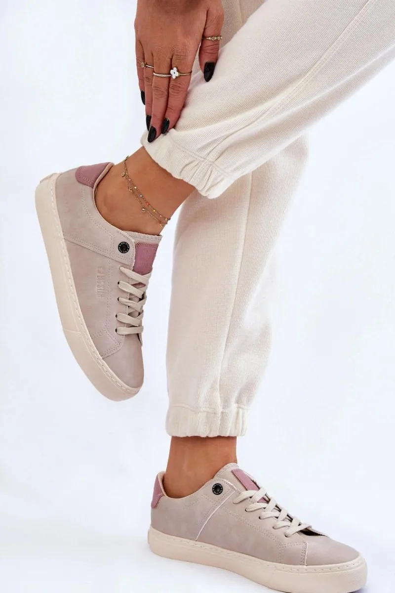 Damskie Sneakersy Big Star LL274399 Beżowe Damskie Buty Sportowe Big Star|Sneakersy Damskie