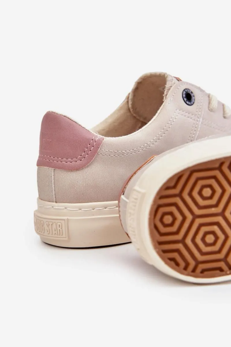 Damskie Sneakersy Big Star LL274399 Beżowe Damskie Buty Sportowe Big Star|Sneakersy Damskie