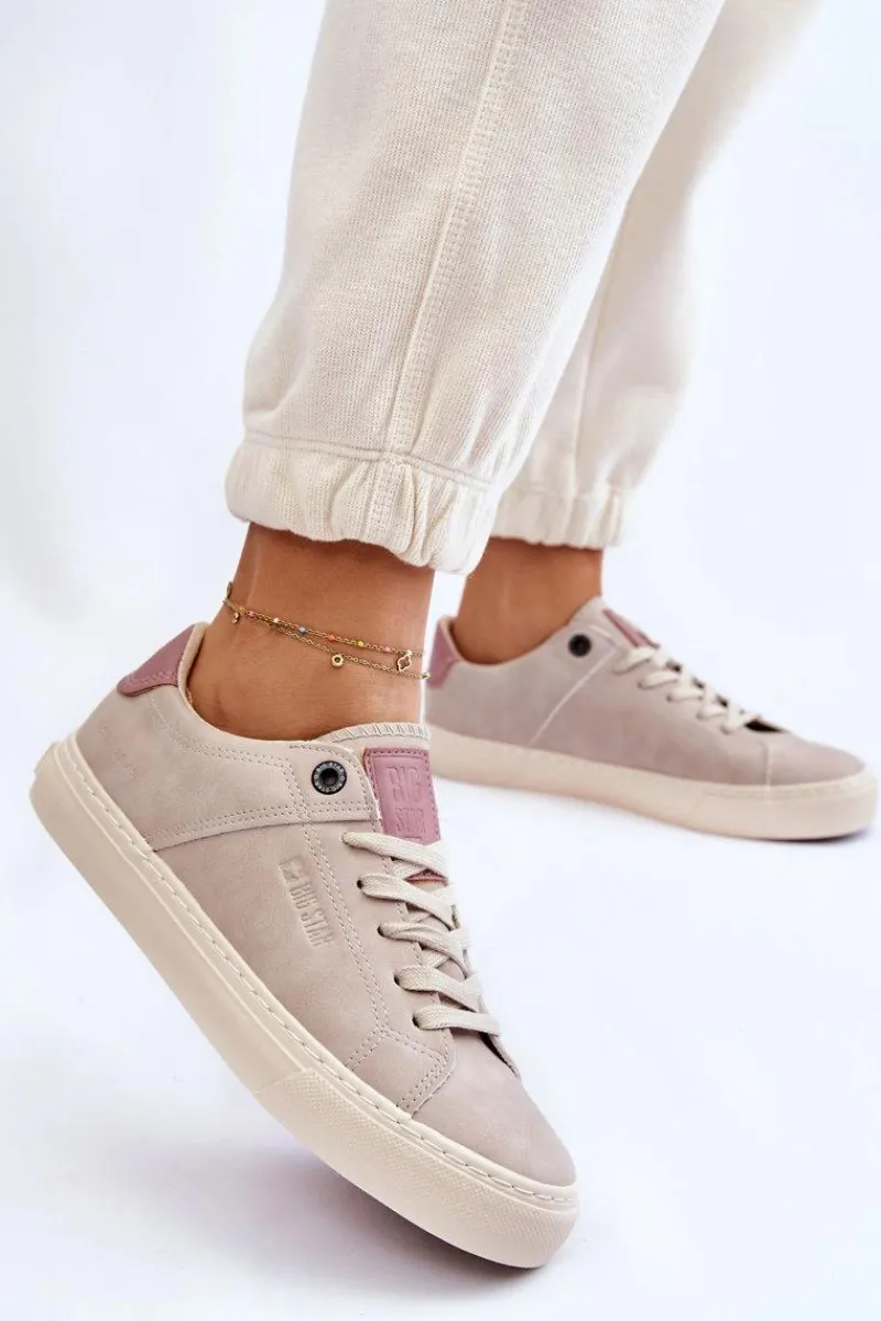 Damskie Sneakersy Big Star LL274399 Beżowe Damskie Buty Sportowe Big Star|Sneakersy Damskie