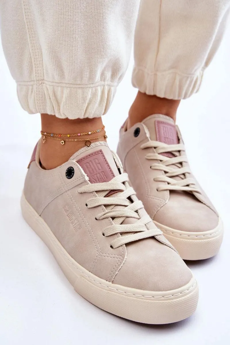 Damskie Sneakersy Big Star LL274399 Beżowe Damskie Buty Sportowe Big Star|Sneakersy Damskie