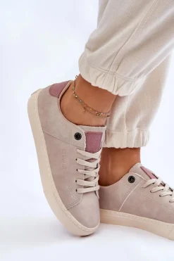 Damskie Sneakersy Big Star LL274399 Beżowe Damskie Buty Sportowe Big Star|Sneakersy Damskie