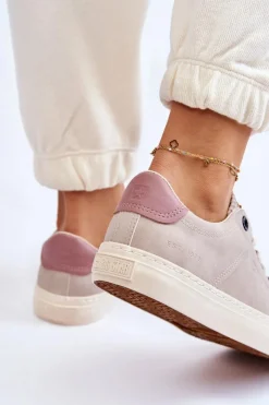 Damskie Sneakersy Big Star LL274399 Beżowe Damskie Buty Sportowe Big Star|Sneakersy Damskie