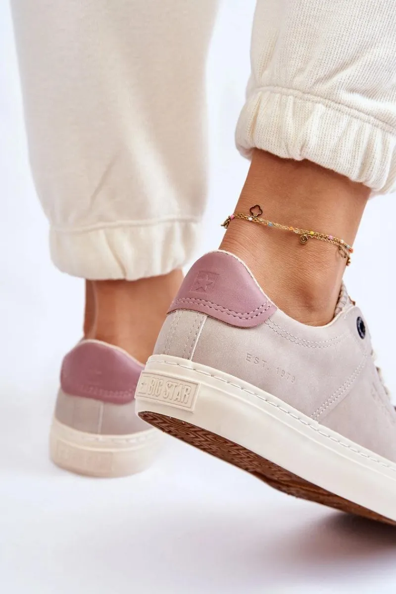 Damskie Sneakersy Big Star LL274399 Beżowe Damskie Buty Sportowe Big Star|Sneakersy Damskie