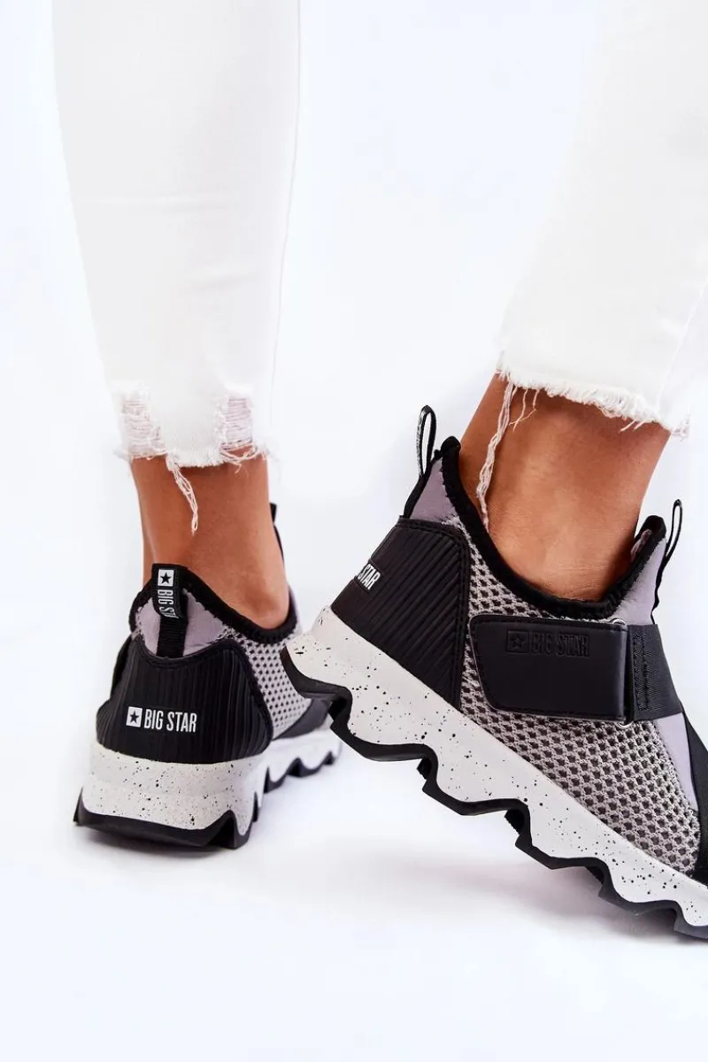 Buty Sportowe Big Star|Sneakersy Damskie>Big Star Shoes Damskie Sneakersy Big Star KK274546 Szaro-Czarne