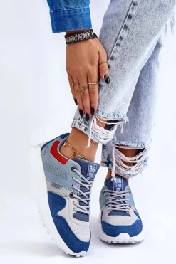 Sale Big Star Shoes Damskie Sneakersy Big Star LL274421 Niebieskie