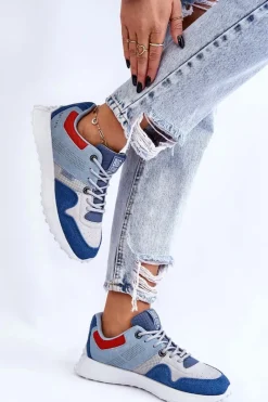 Sale Big Star Shoes Damskie Sneakersy Big Star LL274421 Niebieskie