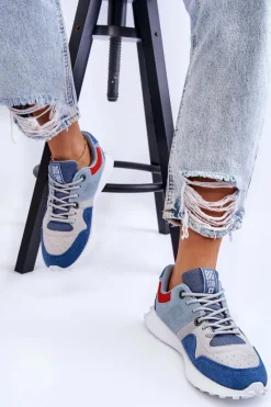 Sale Big Star Shoes Damskie Sneakersy Big Star LL274421 Niebieskie