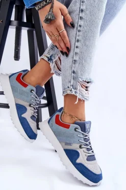 Sale Big Star Shoes Damskie Sneakersy Big Star LL274421 Niebieskie