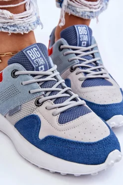 Sale Big Star Shoes Damskie Sneakersy Big Star LL274421 Niebieskie