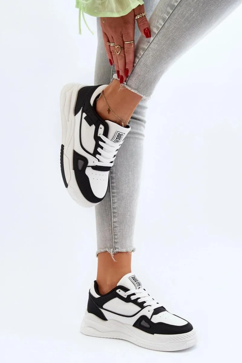 Discount Big Star Shoes Damskie Sneakersy Big Star NN274669 Biało-Czarne