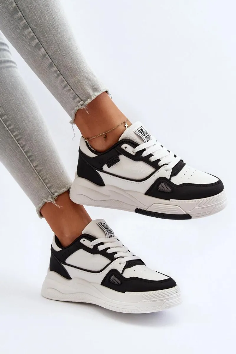 Discount Big Star Shoes Damskie Sneakersy Big Star NN274669 Biało-Czarne