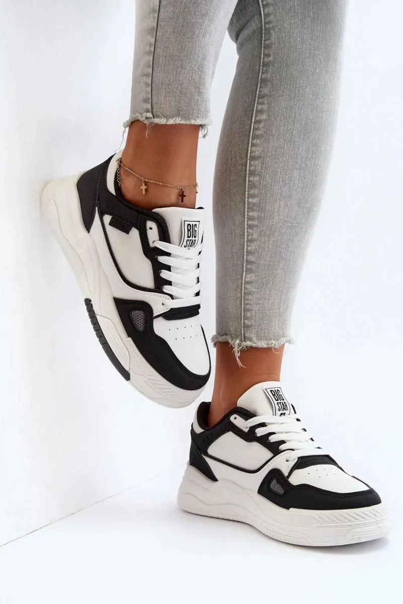 Discount Big Star Shoes Damskie Sneakersy Big Star NN274669 Biało-Czarne