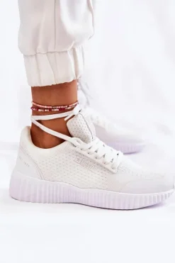 Hot Damskie Sneakersy Big Star KK274062 Białe Damskie Buty Sportowe Na Platformie|Buty Sportowe Big Star