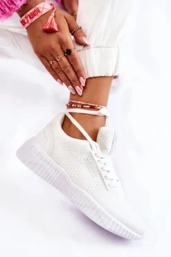 Hot Damskie Sneakersy Big Star KK274062 Białe Damskie Buty Sportowe Na Platformie|Buty Sportowe Big Star