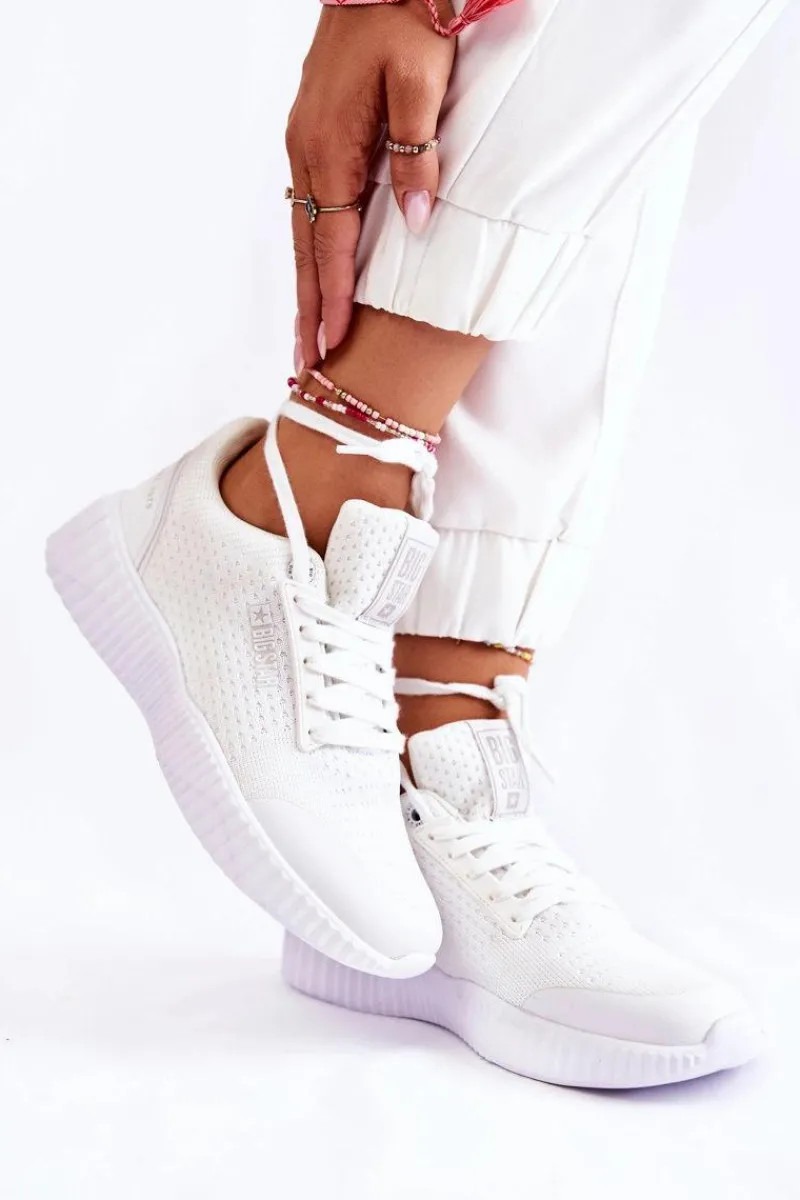 Hot Damskie Sneakersy Big Star KK274062 Białe Damskie Buty Sportowe Na Platformie|Buty Sportowe Big Star