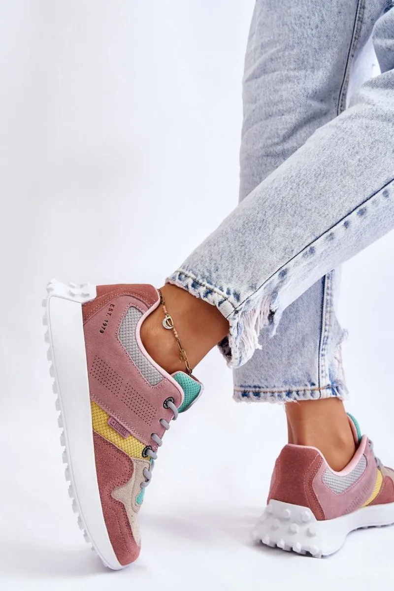Buty Sportowe Big Star|Sneakersy Damskie>Big Star Shoes Damskie Sneakersy Big Star LL274422 Różowo-Beżowe