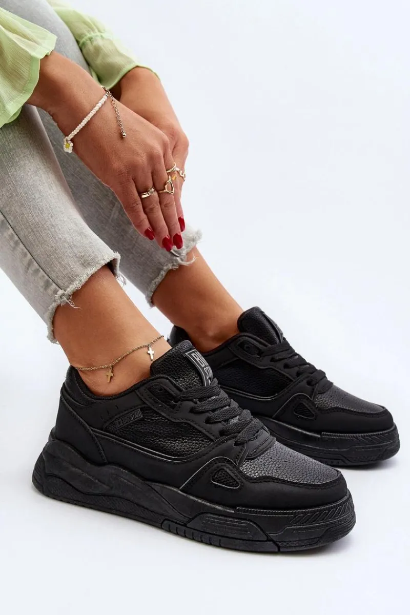 Hot Damskie Sneakersy Big Star NN274666 Czarne Damskie Buty Sportowe Big Star|Sneakersy Damskie