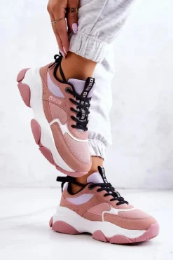 New Big Star Shoes Damskie Sneakersy Buty Sportowe Big Star JJ274577 Różowe