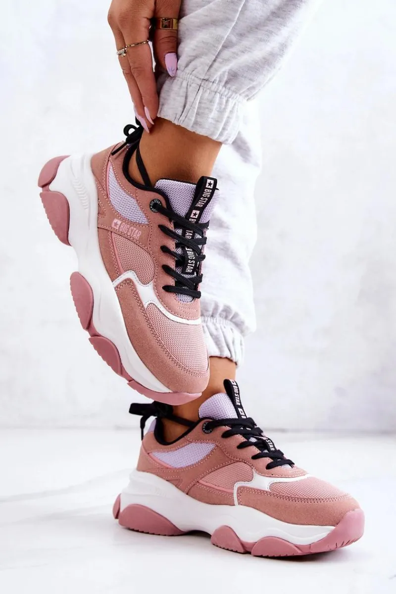 New Big Star Shoes Damskie Sneakersy Buty Sportowe Big Star JJ274577 Różowe