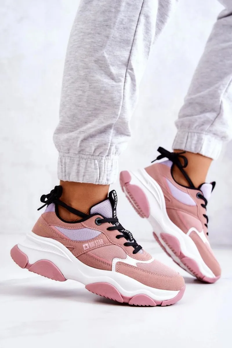 New Big Star Shoes Damskie Sneakersy Buty Sportowe Big Star JJ274577 Różowe