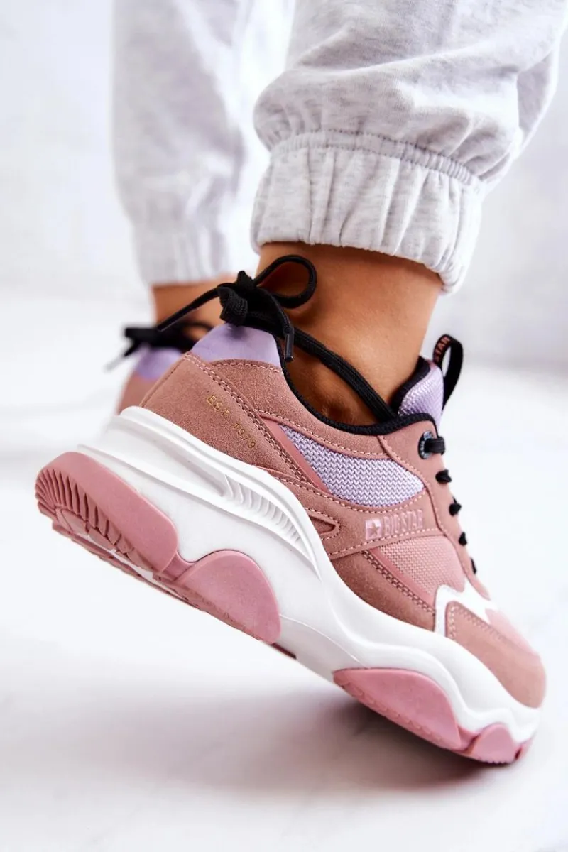 New Big Star Shoes Damskie Sneakersy Buty Sportowe Big Star JJ274577 Różowe