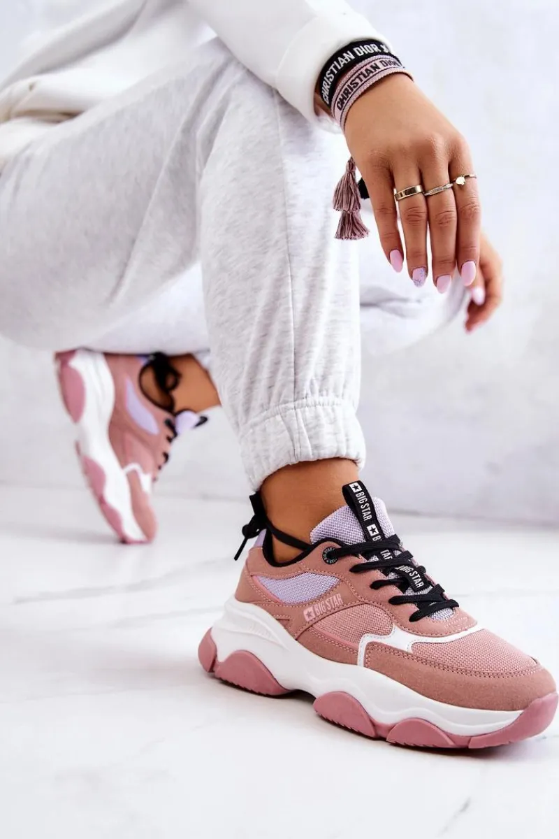 New Big Star Shoes Damskie Sneakersy Buty Sportowe Big Star JJ274577 Różowe