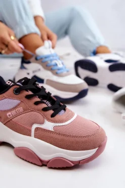 New Big Star Shoes Damskie Sneakersy Buty Sportowe Big Star JJ274577 Różowe