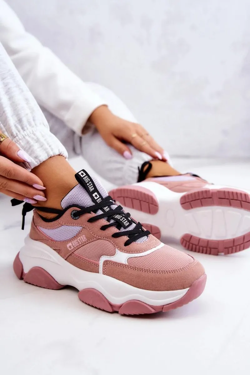 New Big Star Shoes Damskie Sneakersy Buty Sportowe Big Star JJ274577 Różowe