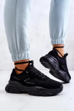 New Damskie Sneakersy Buty Sportowe Big Star JJ274578 Czarne Damskie Buty Sportowe Big Star