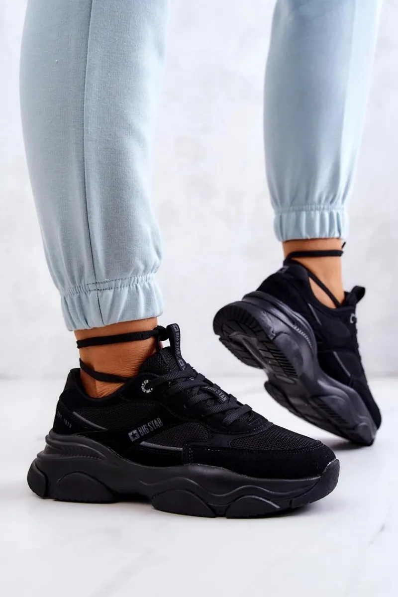 New Damskie Sneakersy Buty Sportowe Big Star JJ274578 Czarne Damskie Buty Sportowe Big Star